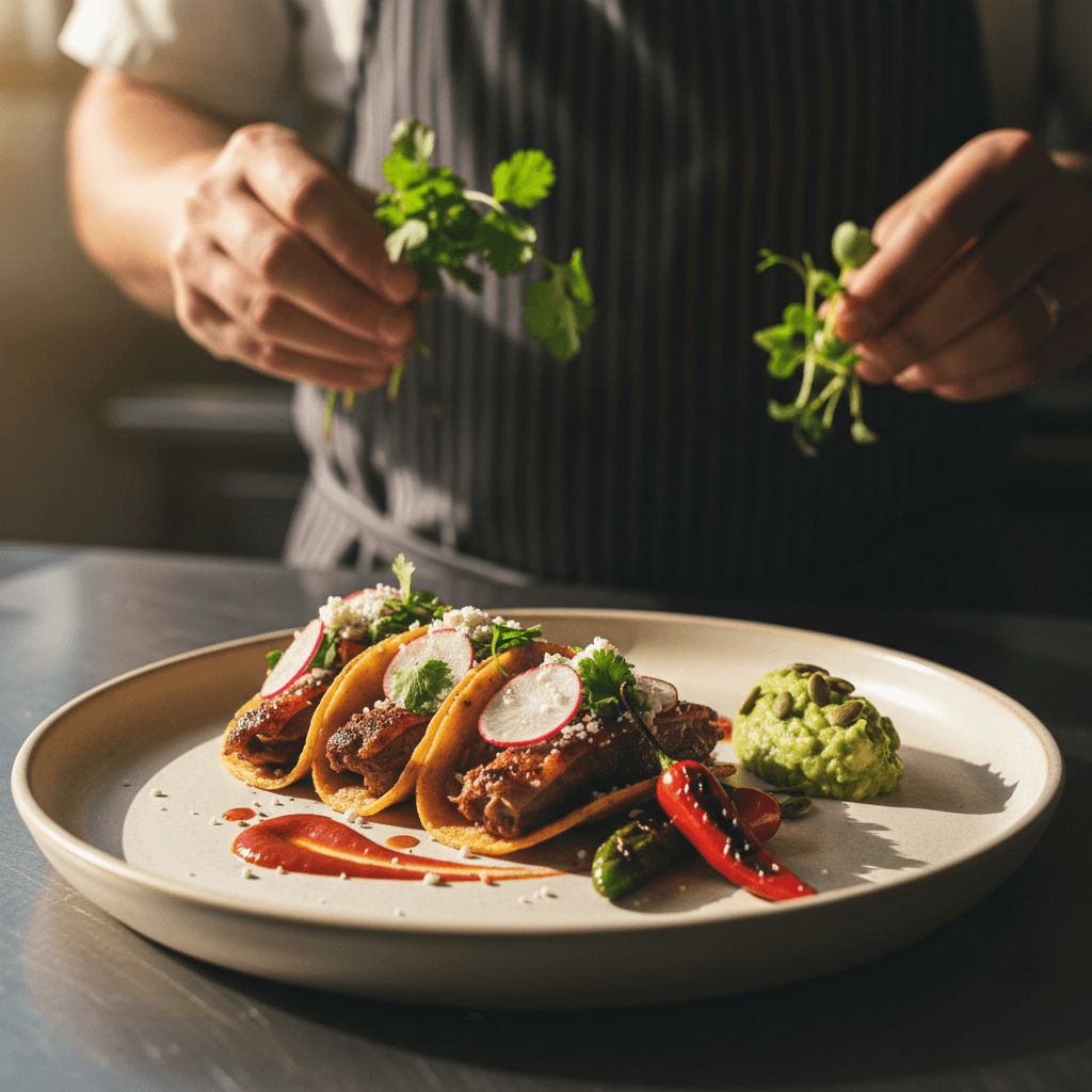 Elegantly plated contemporary Mexican dish