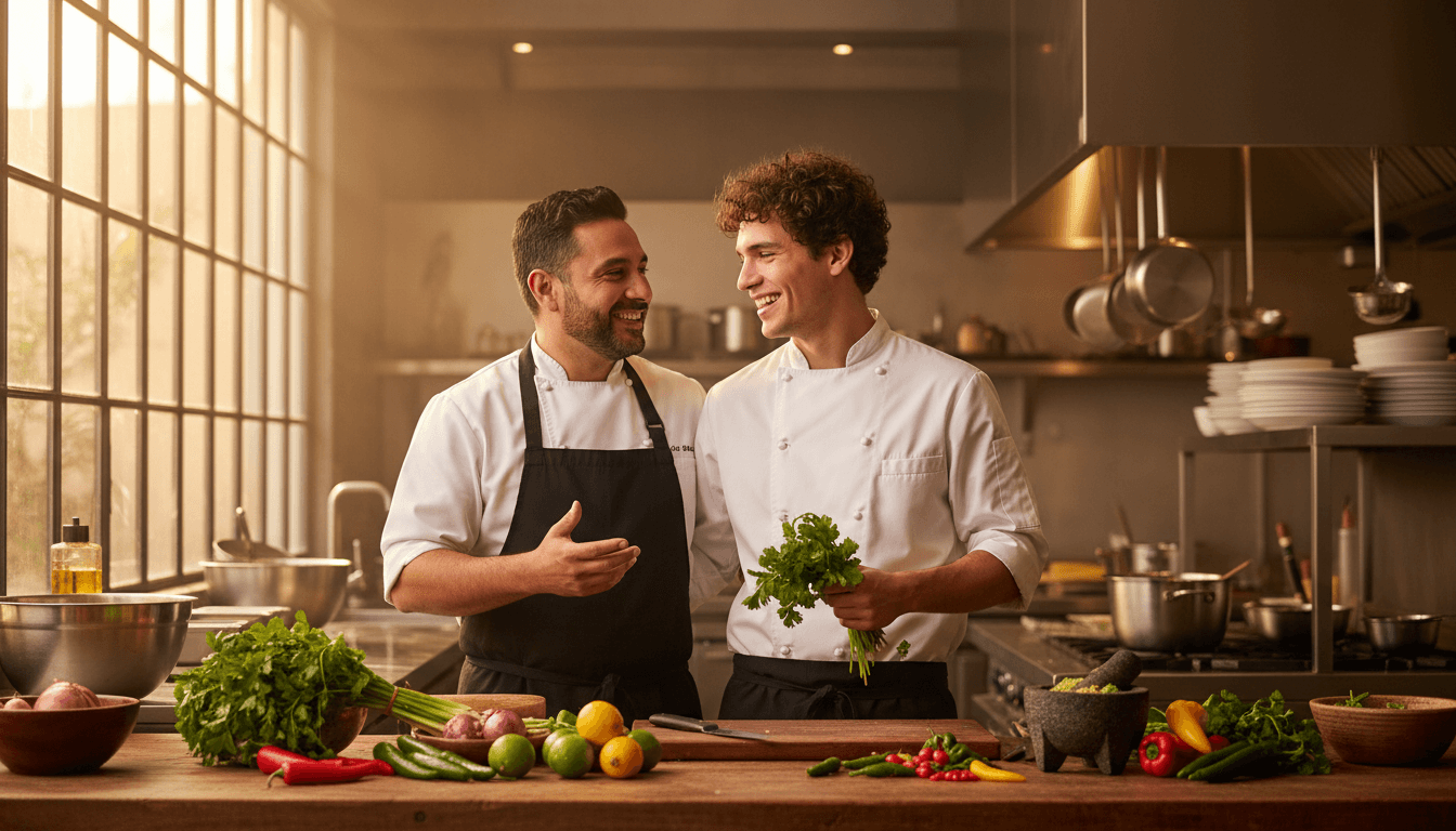 Alexander Melara and Alberto Casanova, founders of Flor de Yema Catering, in their kitchen