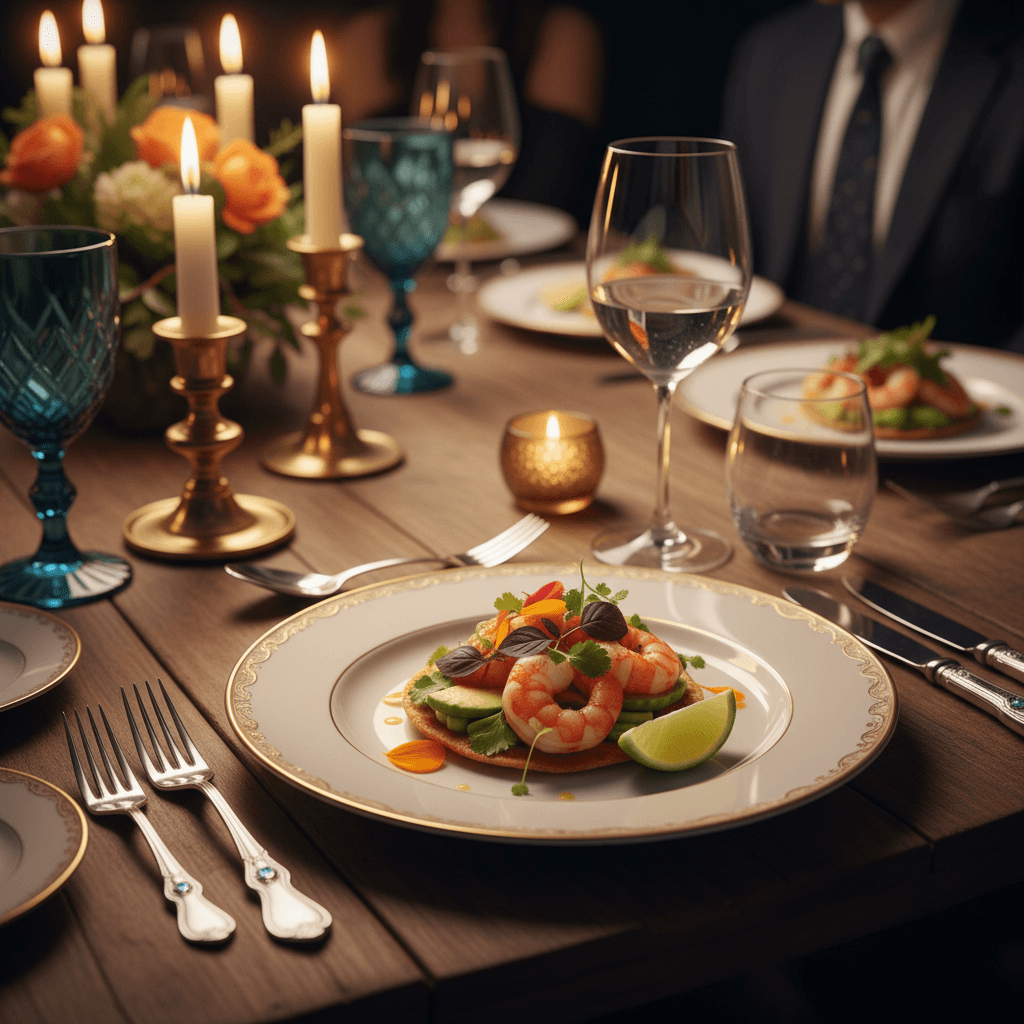 Elegantly plated Mexican appetizer at upscale event